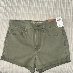 Hollister Green Jean Shorts High-Waisted Cuffed